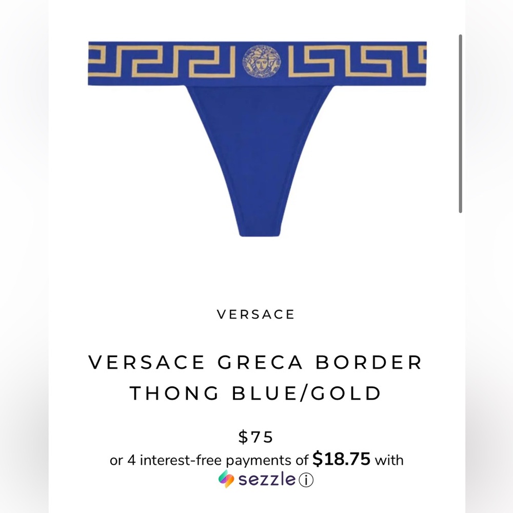 VERSACE GRECA BORDER THONG BLUE/GOLD